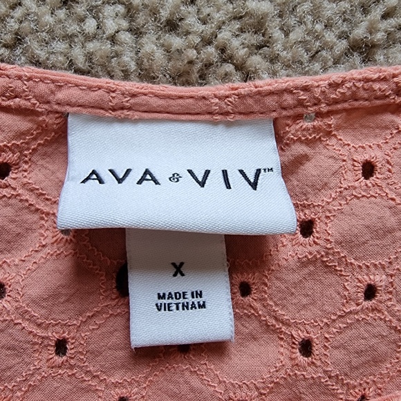 Blouse Top AVA & VIV  Sz X Terracotta 100% Cotton - Picture 2 of 6